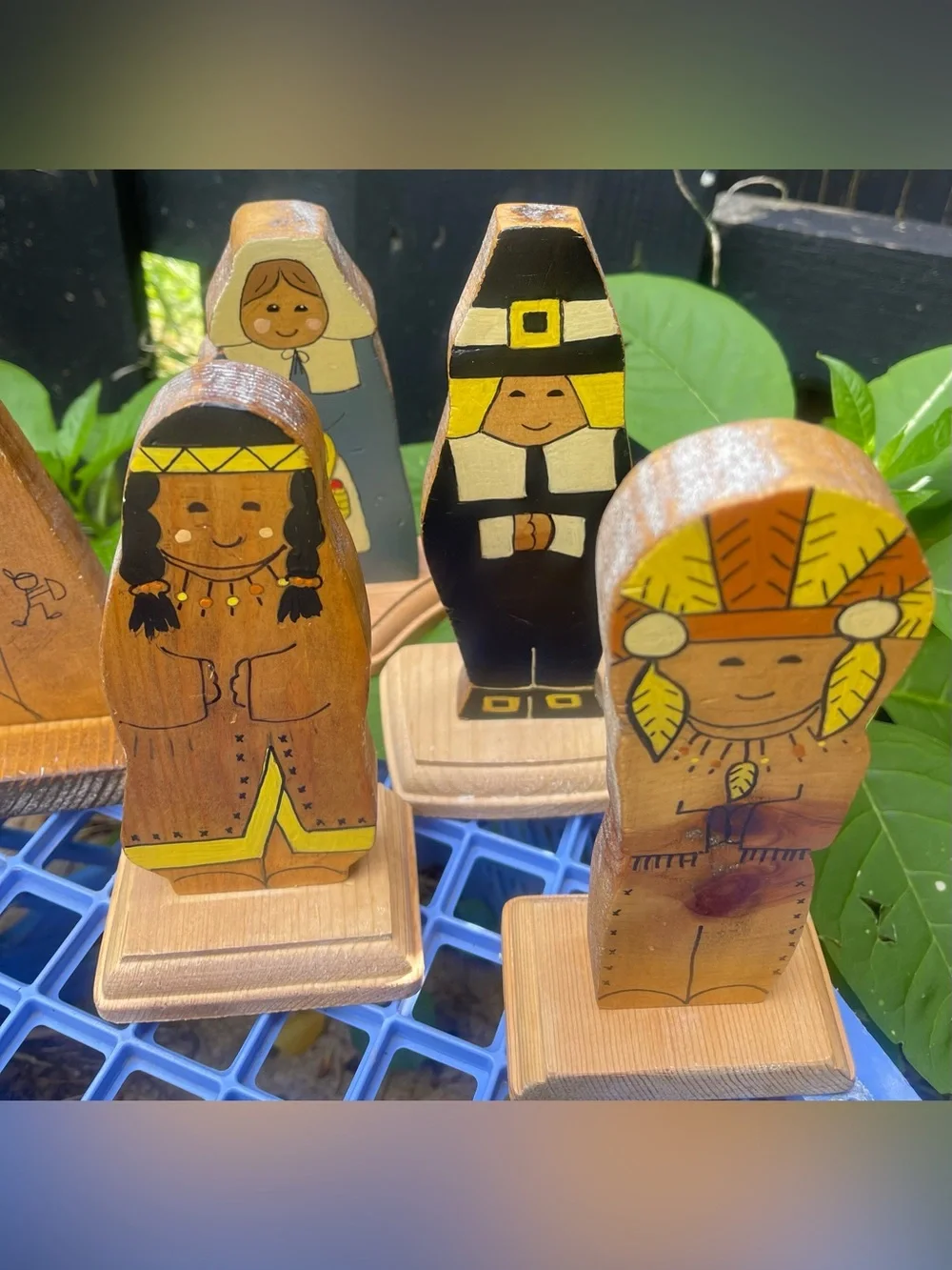 Vintage Primitive Handcrafted Thanksgiving Fall Display 7 Piece Vermont Folk Art